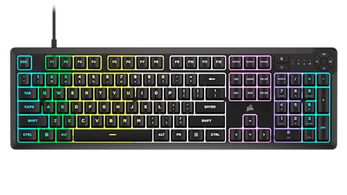 Corsair K55 CORE RGB Gaming Keyboard,Dynamic RGB Backlit Keys,Dust & Spill-Resistant,Six Customizable Macro Keys,Elgato Stream Deck Software Integration,Dedicated Media Keys view 1
