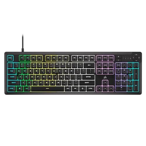Corsair K55 CORE RGB Membrane Wired Gaming Keyboard – Quiet, Responsive Switches – Spill Resistance – Ten-Zone RGB – Media Keys – iCUE Compatible – QWERTY NA – PC, Mac – Black