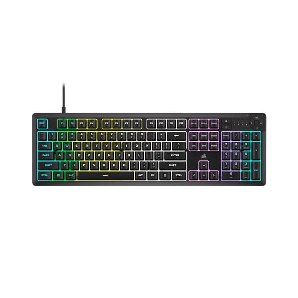 Corsair K55 CORE RGB Membrane Wired Gaming Keyboard – Quiet, Responsive Switches – Spill Resistance – Ten-Zone RGB – Media Keys – iCUE Compatible – QWERTY NA – PC, Mac – Black