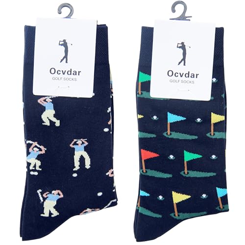 Ocvdar Golf Socks for Men 2 Pairs Funny Golfer Crew