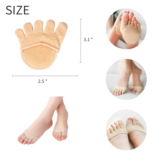 Image of Women Toe Topper Socks,Five-Toes No Show Liner Socks Ball of Foot Cushions Half Non Slip Invisible Forefoot Sock