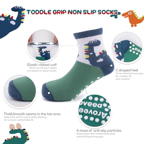 image for Aroveea Baby Toddler Socks Grip Non Slip Boys Girls Cotton 12 Pack for