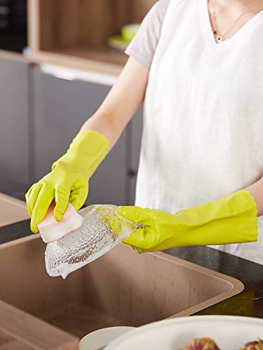 Image of LANON wahoo Cleaning Gloves with Cotton Flocked Liner,Bud Tender,Medium | Skin-Friendly,Dish Washing,Reusable,Latex Free,DEHP-Free,Non-Slip,Dishwashing Household Kitchen Gloves