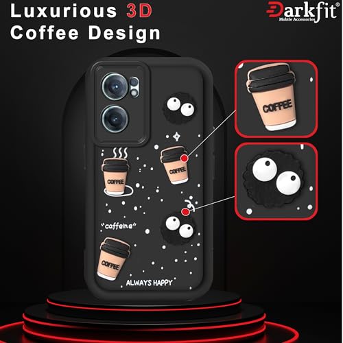 Image of Back Case Cover Compatible with OnePlus Nord CE 2 5G | Cute Fun Cartoon Ball 3D Coffee Silicone Case | Body Protection | Camera Protection | Shock Proof | Color Black | Pack of 1