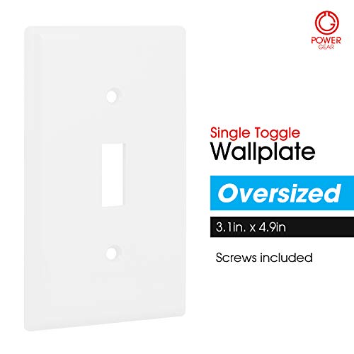 Power Gear Single Oversized Wall Plate Cover, 1 Gang, Light Switch Cover, 3.1” X 4.9”, Outlet Covers, Screws Included, White, 30598 #TOP1