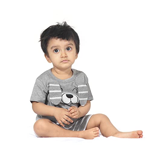 Image of ARIEL Baby Boys & Baby girls Cotton Printed Round Neck Half Sleeve T-shirt & Short Summer Clothing Sets