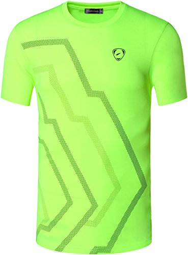 jeansian Hombre Sport Dry Fit Deportiva tee Shirt Tshirt T-Shirt Manga Corta Tenis Golf Bowling Camisetas LSL132 GreenYellow M Cover