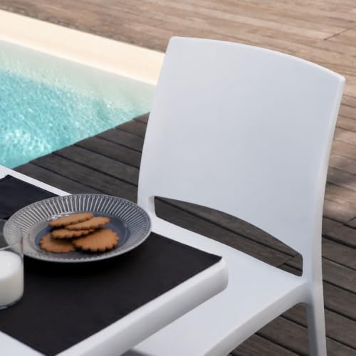 Miniatura 5 de Siediti Fuori E Dentro Sillas Jardín De Resina Con Fibra De Vidrio Para Exterior, Terraza O Interior, Sillas Apilables De Diseño Y Resistentes - Maria 6 Sillas, Blanco