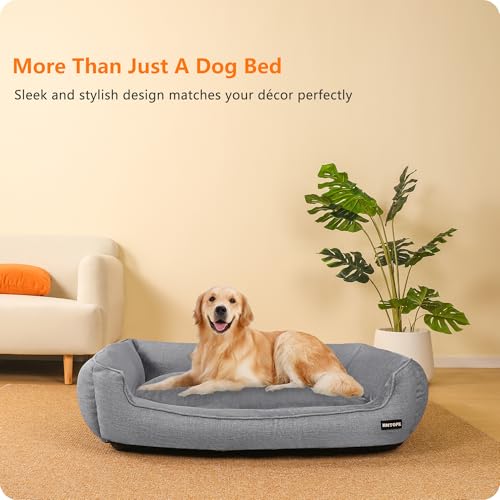 HMTOPE Hundebett, Hundesofa, Hundekissen, Hundekörbchen Abnehmbar und waschbar, Hellgrau, 110 x 86 x 26 cm