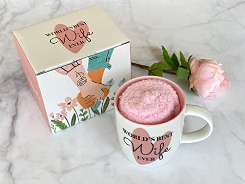 Triple Gifffted Wife Gifts - Worlds Best Wife Ever Coffee Mug and Socks for Women from Husband for Christmas, Gift Idea for Her Romantic Birthday, Women's Anniversary, Valentines, Mothers Day Mugs