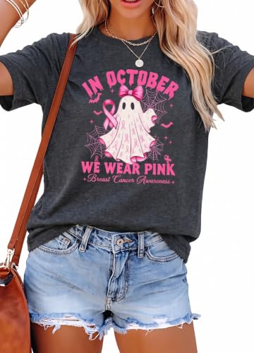 Image of Breast Cancer Shirts for Women Pink Ribbon Shirt Breast Cancer Survivor Tee