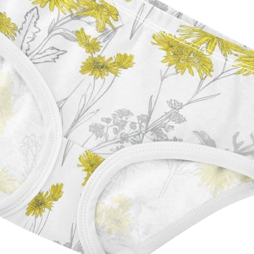 Wildflowers Plants Yellow Girls Underwear Toddlers 2t Cotton Cute Panties Girl Print Undies Kids Briefs4