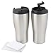 Set of 2 Travel Coffee Mugs Stainless Steel with BONUS Cleaning Cloths From Kerro OutletsĀ®
