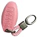 Alegender Leather Pink 5Btn Key Cover Case Fob Protector Fits for 2017 2018 Nissan Rogue Maxima Altima Sedan Pathfinder Remote