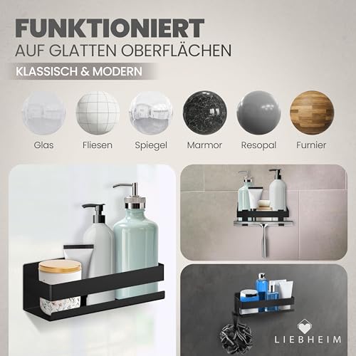 LIEBHEIM Duschablage Ohne Bohren - Badregal - Badezimmer Organizer - Duschregal - Bad Organizer - Badezimmer Regal - Duschregal Ohne Bohren - Bathroom Organizer - Bad Regal - Duschkorb - Shower Shelf