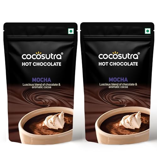 Image of Cocosutra Mocha Drinking Chocolate Mix, 200g (2x100g) | No Preservatives Chocolate Drink Powder | Hot or Cold | Serves 10 Cups