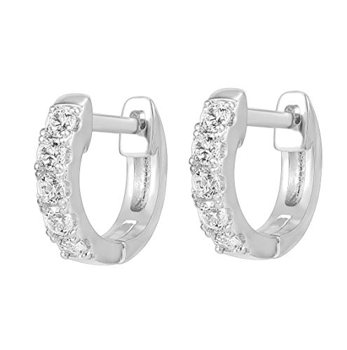 Pavoi 14K White Gold Plated Mid Size Cubic Zirconia Cuff Earrings Huggie Stud #TOP2