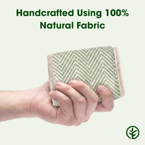Image of Forest Thread Herringbone Natural Hemp Fabric Bifold Wallet (Light Green)