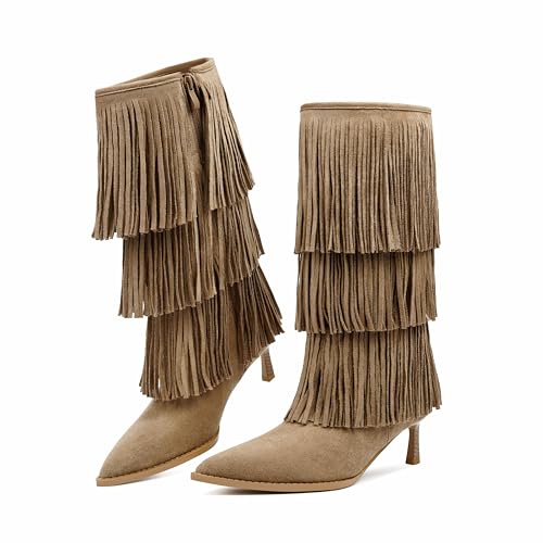 Fringe Boots Kitten Heel