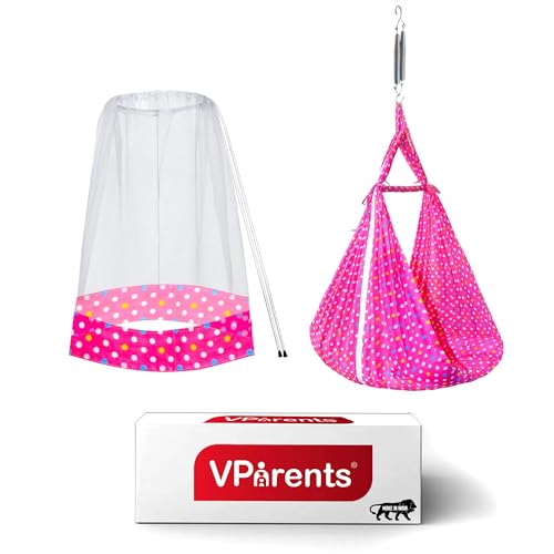 Image of Vparents Sleeping Essentials with Mosquito Net & Spring, Tot (Pink)