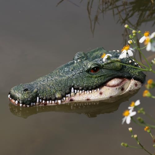 RKGOMDMU Realistic Floating Alligator Head Decoy for Ponds & Pools - Premium Quality Crocodile Decor, Duck Deterrent, Garden & Yard Animal Protector, Lifelike Predator Replica