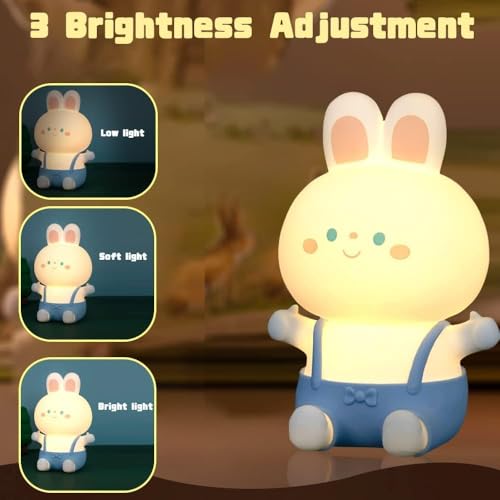 Image of Desidiya Small Bunny Rechargeable Silicone Night Lamp - Rabbit Night Lamp, Kids Night Light, Nursery Decor, Birthday Gift, Silicone LED Light