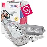 B.Well Swiss Automatisches Oberarm-Blutdruckmessgerät TH-75, klinisch validierter Blutdruckmesser Arrhythmie-Erkennung nach Schweizer Qualitätsstandards, waschbarer Manschette, Größe M-L