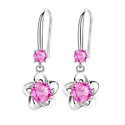 ZESLIV Boucles d'oreilles Argent sterling 925 avec Cristaux Pendante Boucles d'oreilles à dos levier avec zircons Bijoux pour femmes et filles Cover