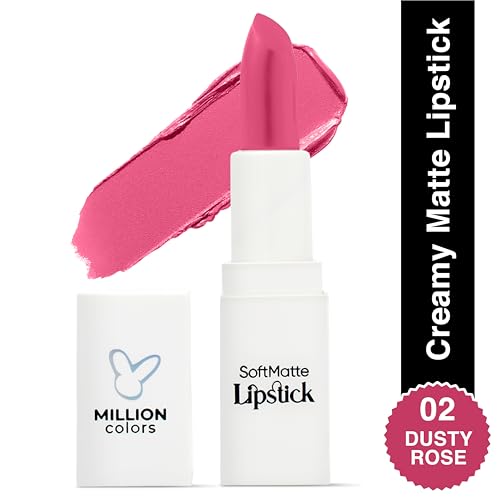 Image of Million Colors Creamy Matte Hydrating Lipstick| Infused With Almond Oil and Vitamin E| Long Lasting, Nourishing and Intense Hydration (Dusty Rose,02)