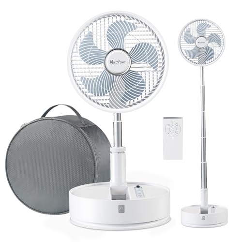 Marchpower Ventilador De Pie Silencioso, 2 En 1 Ventilador Plegable 10 Ventilador Circulación Del Aire Con 5 Velocidad Pantalla Táctil Controle Remoto Temporizador Para Mesa Dormitorio Oficana Viaje