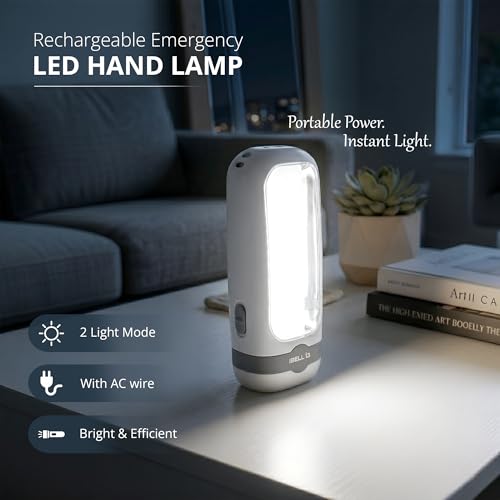 Image of IBELL EL8438SL Rechargeable Torch, Emergency Light, 2 Light Modes, Bright & Efficient Illumination, Portable Mini Flashlight (White)