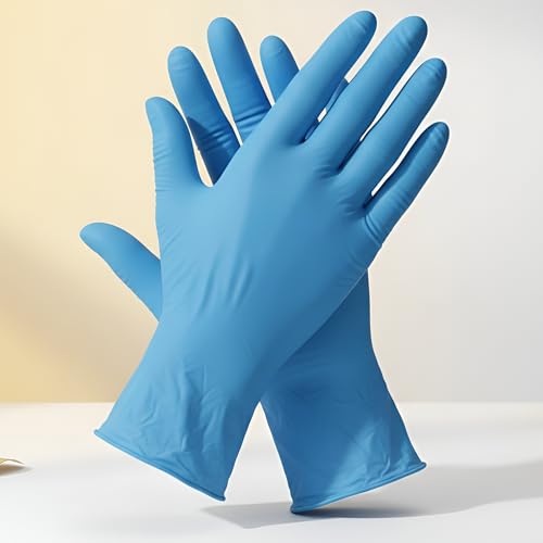 Image of 100 Pcs Disposable Nitrile Gloves | Powder-Free, Latex-Free, Non-Sterile, Chemical-Resistant, Ambidextrous Hand Protection for Medical, Industrial & Home Use (Blue, Medium)