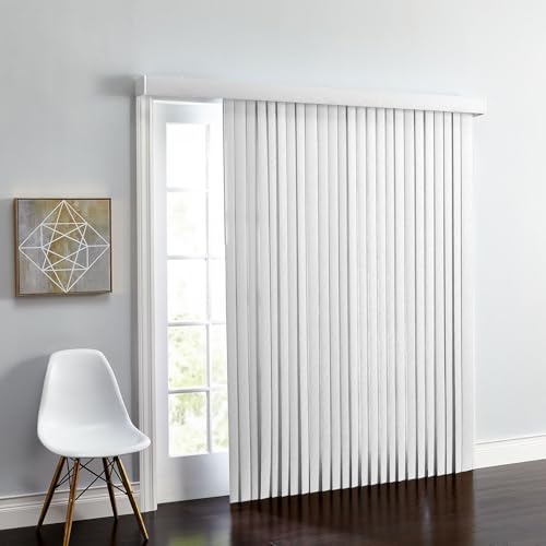 BrylaneHome Embossed Vertical Privacy Slat Blinds - 104' W 84' L, White