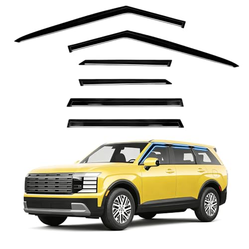 Image of Palisade Rain Guards - Window Visors for Hyundai Palisade 2026, Out-Channel Side Window Rain Guards for Palisade Accessories, 6PCS, Black, Car Accessories