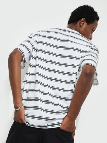 Image of Max Men Cotton URB N Oversized Striped T-Shirt