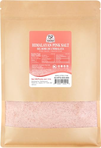 52USA Himalayan Pink Salt, Fine Grain, 80 oz (5 Pound), Pink Himalayan Sea Salt Fine, Kosher Salt, Rock Salt