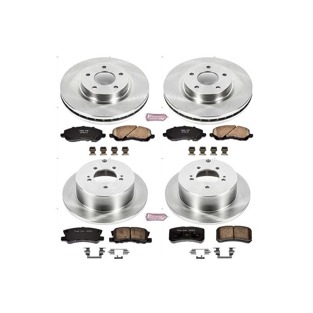 Image of PowerStop Front and Rear Brake Kit for Mitsubishi Outlander 2007-13 - Z17 Ceramic Brake Pads & Disc Rotors Replacement, KOE5477