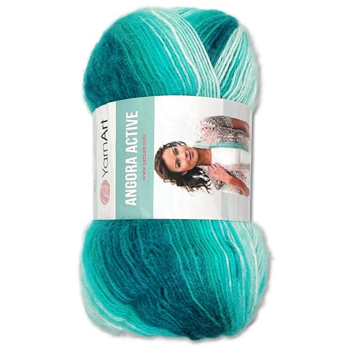 Frida's Wollhaus YarnArt 100 g Angora Active Stricken Garn Wolle Mohair Farbverlauf 14 Farben (845)