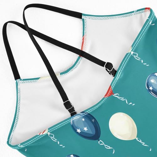 senya Girls Swimsuits One-Piece Swimwear Tie Bathing Suit Beach Summer Round Neck 5-6T Balloon Pattern4