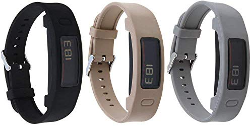 Silicone Replacement Band with Chrome Watch Clasp and Fastener Buckle for Garmin Vivofit 2 (Black&Coffee&Grey)