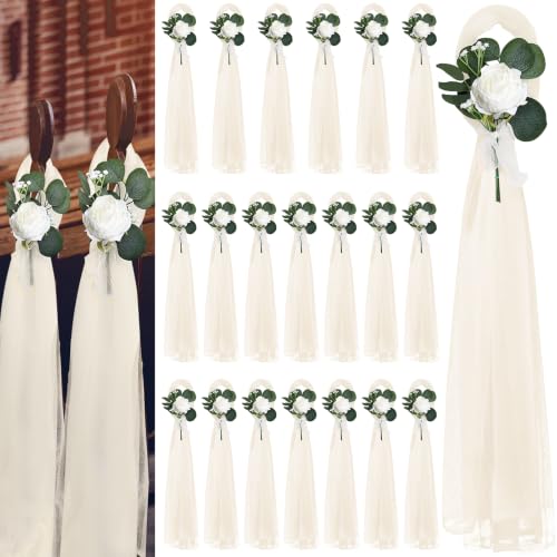 DIYDOFUN White & Champagne 20 Sets Wedding Aisle Decorations, 39.4 Inches