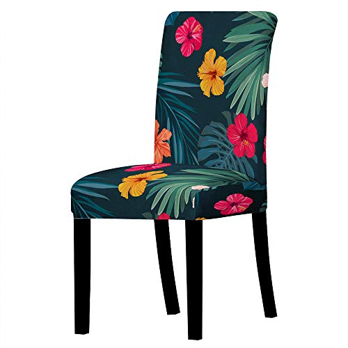 HNDXLHH Housse de Chaise de Salle a Manger Fleur Turquoise Housse de Chaise Extensible Élasthanne Universel Housse Chaise Moderne Protege Chaise Salle à Manger Facile à Nettoyer et Durable 2 Pièces