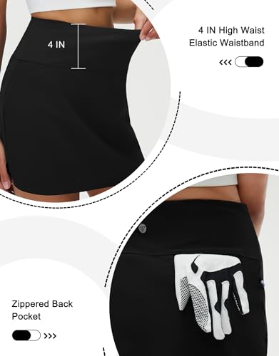 M MAELREG Women's Athletic Tennis Skirts Lightweight Breathable A Line Casual Skort for Workout Running Golf Skirts Black — view 4