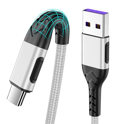 Image of Durcord USB C Cable, 2Pack 6ft Fast USB Type C Charging Cable for Android /Phone /Pad /Laptop, Type C Charger Braided USB Cable Bright Silver