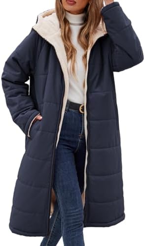 Yusongirl Womens Winter Long Coats Trendy Puffer Jacket Sherpa Fl...