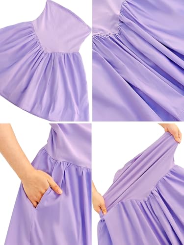 Image of Tube Top Mini Dress for Women Cotton Strapless Short Dress Casual Sexy Summer Vacation Beachy Flowy Sundress