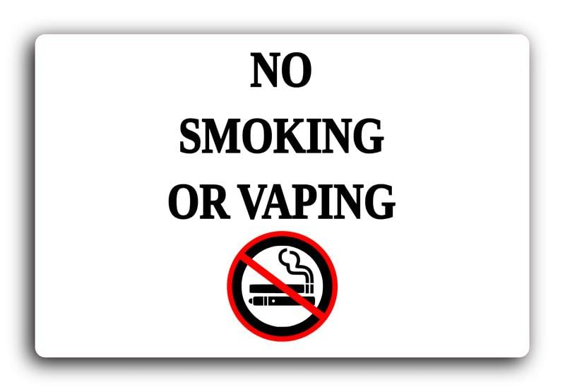 No Smoking or Vaping sign – 29.0x19.0cm Brushed Aluminium