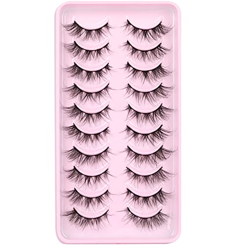 False Eyelashes Natural Fox Eye Lashes Fluffy Wispy Mink Lashes Cat Eye Fake Eyelashes Comfortable Reusable 10 Pairs Lash Pack By Eydevro #TOP4