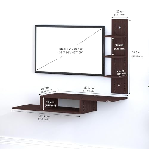Image of Anikaa Engineered Wood LED Light TV Unit Wall Mounted TV Unit Wall TV Stand TV Cabinet for Living Room, Set Top Box Stand - Wenge (D.I.Y - Do-It-Yourself) Ideal for Up to 43 inch Inches