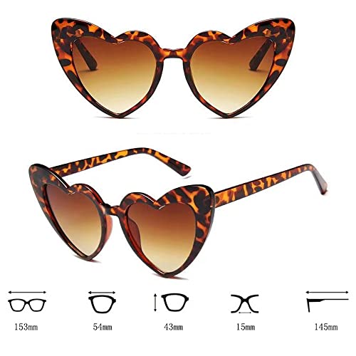 Yoothink Love Heart Shaped Sunglasses For Women,Vintage Cat Eye Mod Style Retro Glasses (Leopard) #TOP1